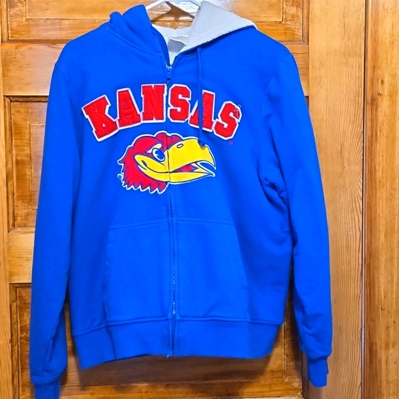 Kansas Jayhawks Zip Up Hooded Sweatshirt L - Picture 1 of 4